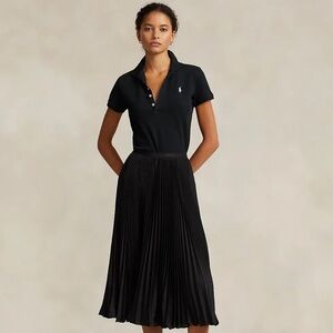 NWT Polo Ralph Lauren Black Pleated Midi Skirt